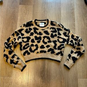 Hollister Leopard Print Cropped Sweater, Size XS